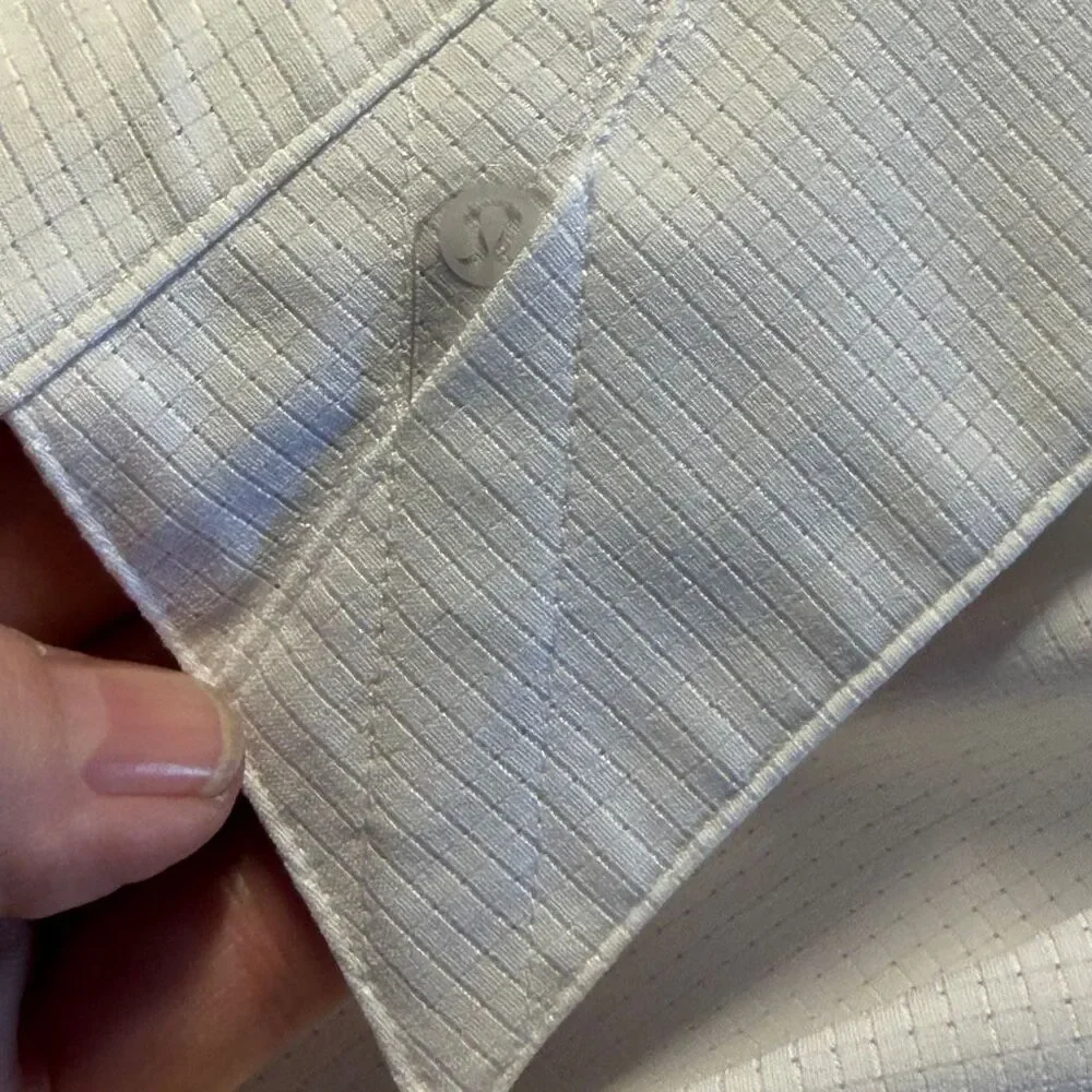 Lululemon White Short Sleeve Collared Airing Easy Button Up Shirt Size 2XL - Picture 10 of 11